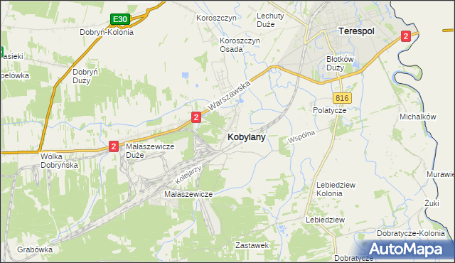 mapa Kobylany gmina Terespol, Kobylany gmina Terespol na mapie Targeo