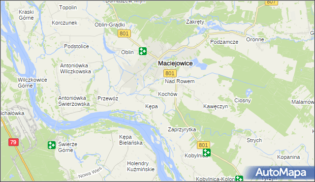 mapa Kochów gmina Maciejowice, Kochów gmina Maciejowice na mapie Targeo