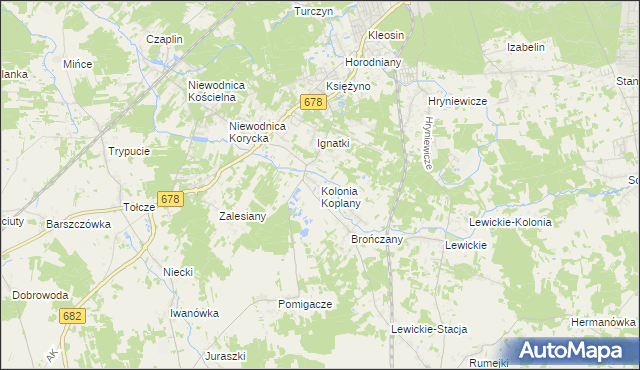 mapa Kolonia Koplany, Kolonia Koplany na mapie Targeo