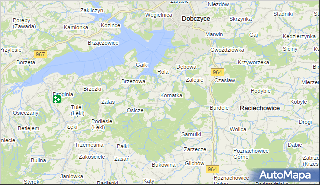 mapa Kornatka gmina Dobczyce, Kornatka gmina Dobczyce na mapie Targeo