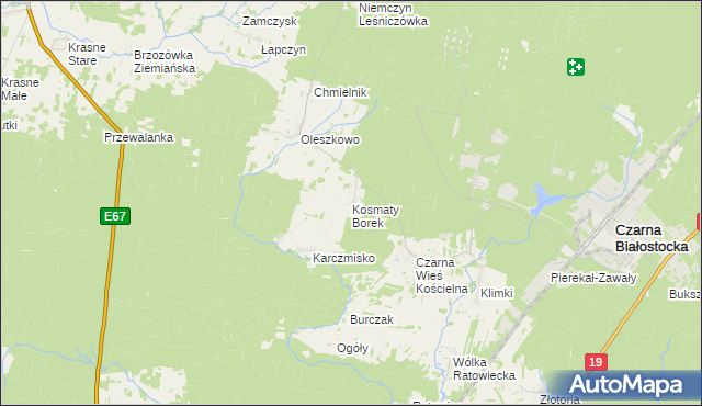 mapa Kosmaty Borek, Kosmaty Borek na mapie Targeo