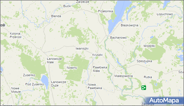 mapa Kruszki gmina Przerośl, Kruszki gmina Przerośl na mapie Targeo