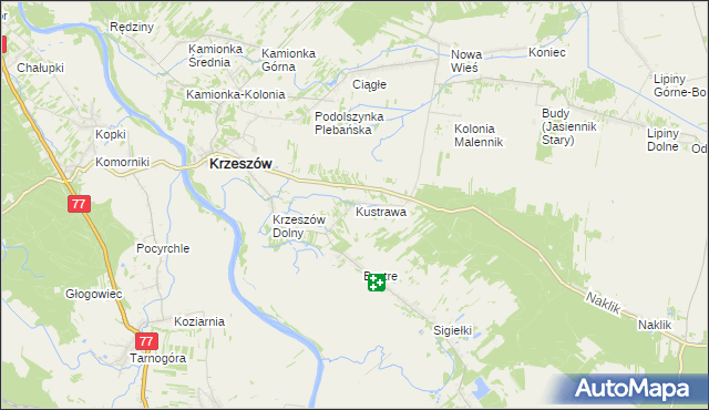 mapa Kustrawa, Kustrawa na mapie Targeo