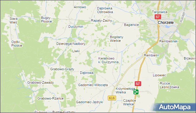 mapa Kwiatkowo k. Duczymina, Kwiatkowo k. Duczymina na mapie Targeo