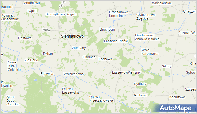 mapa Łaszewo gmina Siemiątkowo, Łaszewo gmina Siemiątkowo na mapie Targeo