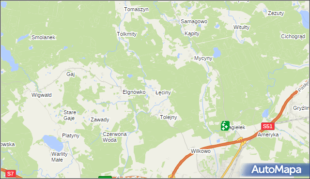 mapa Łęciny, Łęciny na mapie Targeo