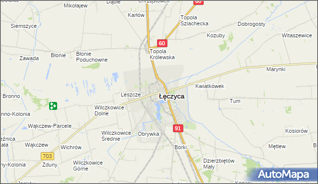 mapa Łęczyca, Łęczyca na mapie Targeo