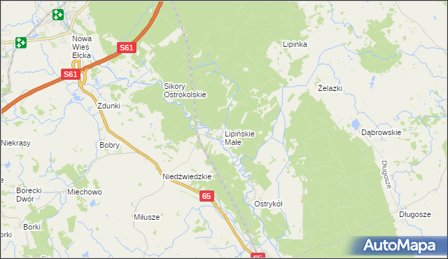 mapa Lipińskie Małe, Lipińskie Małe na mapie Targeo