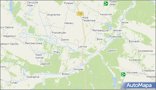 mapa Lipnica gmina Małogoszcz, Lipnica gmina Małogoszcz na mapie Targeo