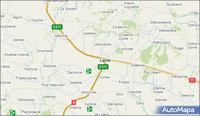 mapa Lipnik powiat opatowski, Lipnik powiat opatowski na mapie Targeo