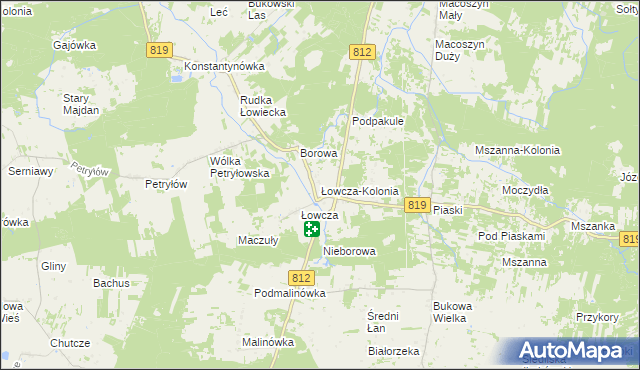 mapa Łowcza-Kolonia, Łowcza-Kolonia na mapie Targeo