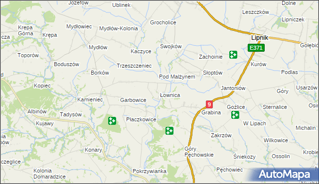 mapa Łownica, Łownica na mapie Targeo