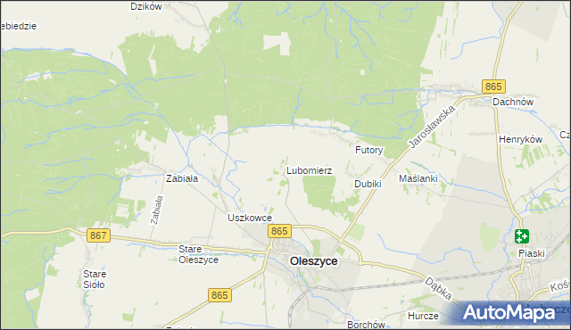 mapa Lubomierz gmina Oleszyce, Lubomierz gmina Oleszyce na mapie Targeo