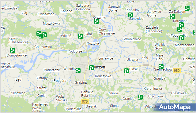 mapa Lusławice gmina Zakliczyn, Lusławice gmina Zakliczyn na mapie Targeo