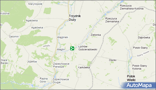 mapa Łychów Gościeradowski, Łychów Gościeradowski na mapie Targeo