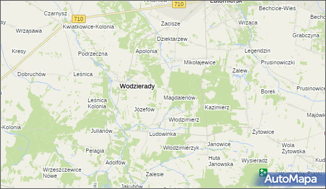 mapa Magdalenów gmina Wodzierady, Magdalenów gmina Wodzierady na mapie Targeo