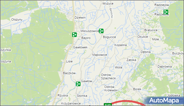 mapa Majkowice gmina Bochnia, Majkowice gmina Bochnia na mapie Targeo