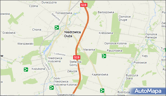 mapa Marianka gmina Niedrzwica Duża, Marianka gmina Niedrzwica Duża na mapie Targeo