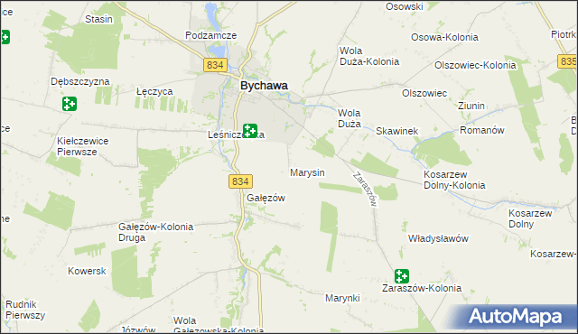 mapa Marysin gmina Bychawa, Marysin gmina Bychawa na mapie Targeo