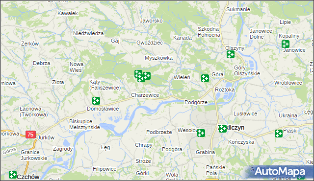 mapa Melsztyn, Melsztyn na mapie Targeo