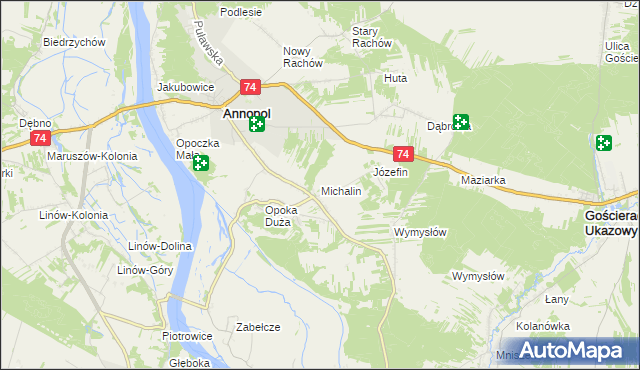 mapa Michalin gmina Annopol, Michalin gmina Annopol na mapie Targeo
