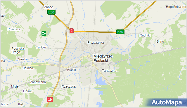mapa Międzyrzec Podlaski, Międzyrzec Podlaski na mapie Targeo