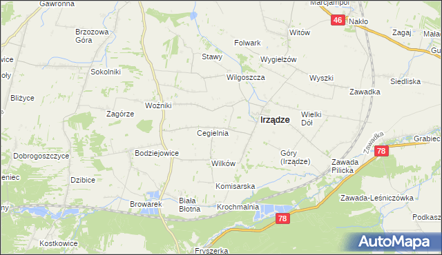 mapa Mikołajewice gmina Irządze, Mikołajewice gmina Irządze na mapie Targeo