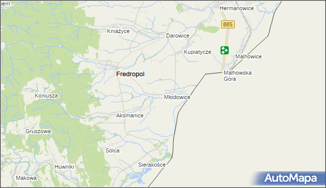 mapa Młodowice, Młodowice na mapie Targeo