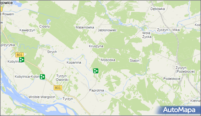 mapa Mościska gmina Trojanów, Mościska gmina Trojanów na mapie Targeo