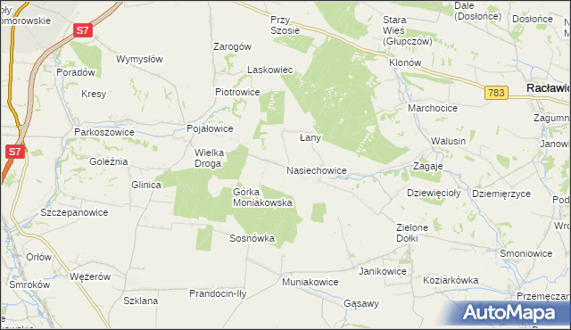 mapa Nasiechowice, Nasiechowice na mapie Targeo