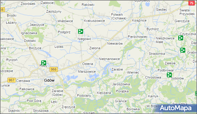 mapa Nieznanowice gmina Gdów, Nieznanowice gmina Gdów na mapie Targeo