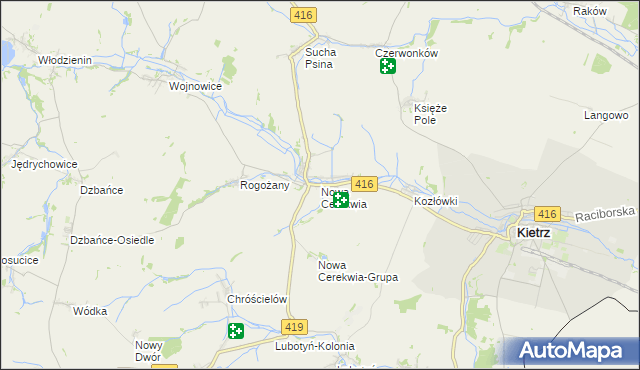 mapa Nowa Cerekwia, Nowa Cerekwia na mapie Targeo