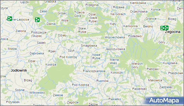 mapa Nowe Rybie, Nowe Rybie na mapie Targeo