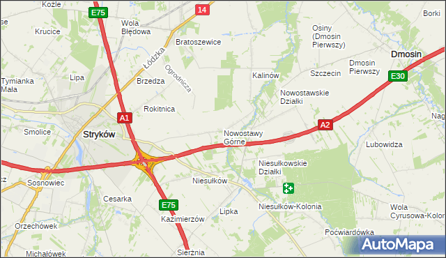 mapa Nowostawy Górne, Nowostawy Górne na mapie Targeo