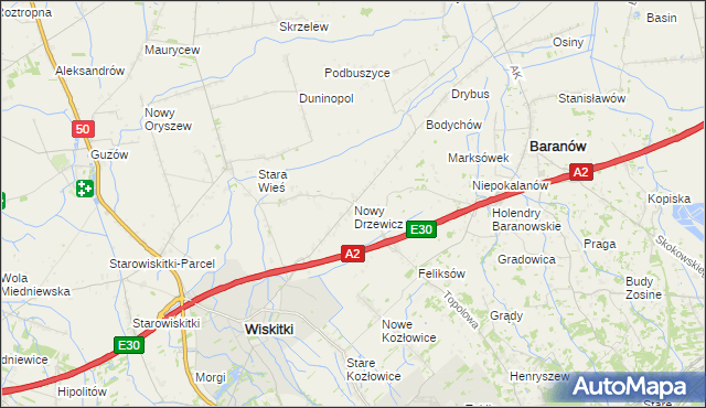 mapa Nowy Drzewicz, Nowy Drzewicz na mapie Targeo