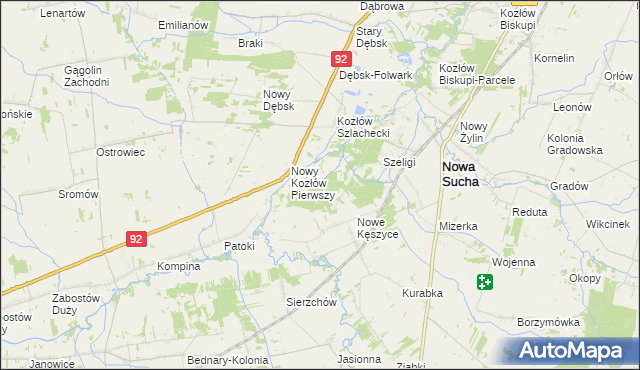 mapa Nowy Kozłów Drugi, Nowy Kozłów Drugi na mapie Targeo