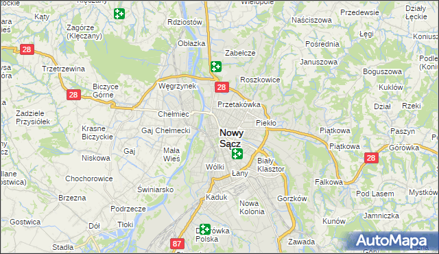 mapa Nowego Sącza, Nowy Sącz na mapie Targeo