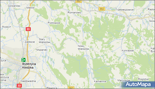 mapa Nowy Waliszów, Nowy Waliszów na mapie Targeo