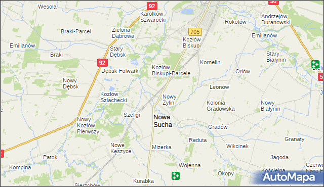 mapa Nowy Żylin, Nowy Żylin na mapie Targeo