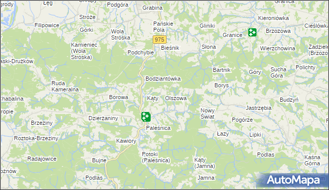 mapa Olszowa gmina Zakliczyn, Olszowa gmina Zakliczyn na mapie Targeo