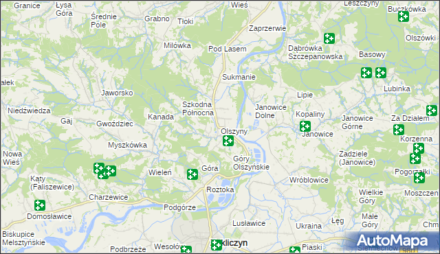 mapa Olszyny gmina Wojnicz, Olszyny gmina Wojnicz na mapie Targeo