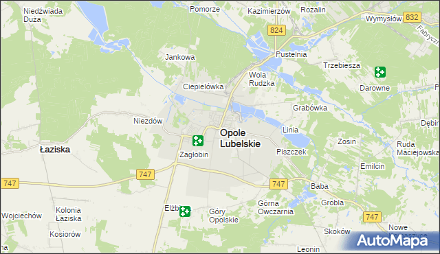 mapa Opole Lubelskie, Opole Lubelskie na mapie Targeo