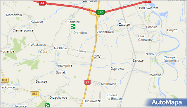 mapa Orły powiat przemyski, Orły powiat przemyski na mapie Targeo