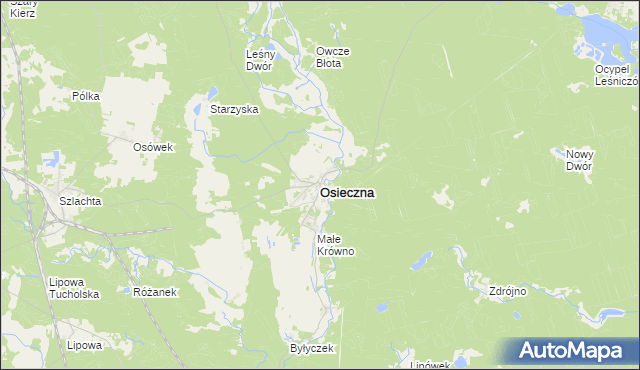 mapa Osieczna powiat starogardzki, Osieczna powiat starogardzki na mapie Targeo