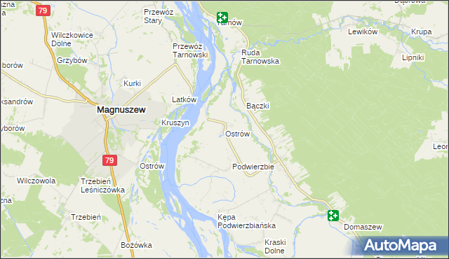 mapa Ostrów gmina Maciejowice, Ostrów gmina Maciejowice na mapie Targeo