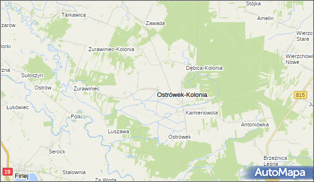 mapa Ostrówek-Kolonia gmina Ostrówek, Ostrówek-Kolonia gmina Ostrówek na mapie Targeo