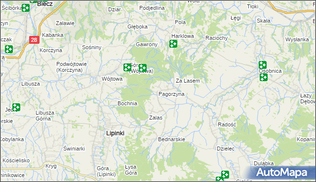 mapa Pagorzyna, Pagorzyna na mapie Targeo