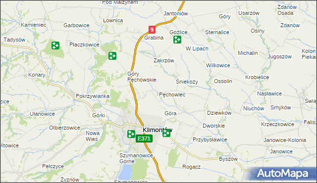 mapa Pęchowiec, Pęchowiec na mapie Targeo
