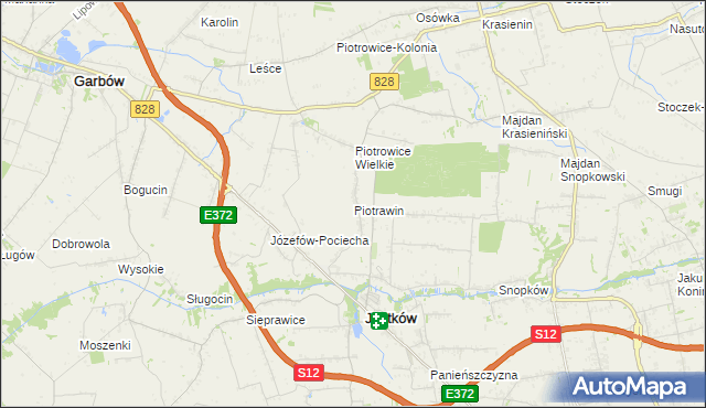 mapa Piotrawin gmina Jastków, Piotrawin gmina Jastków na mapie Targeo