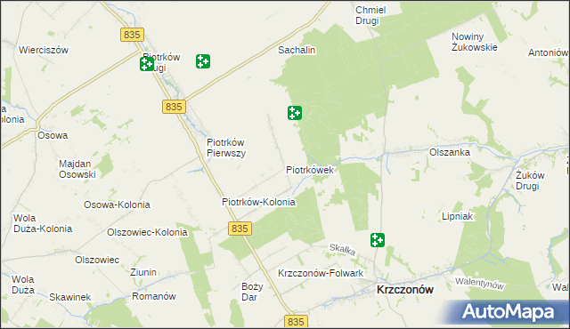mapa Piotrkówek gmina Krzczonów, Piotrkówek gmina Krzczonów na mapie Targeo